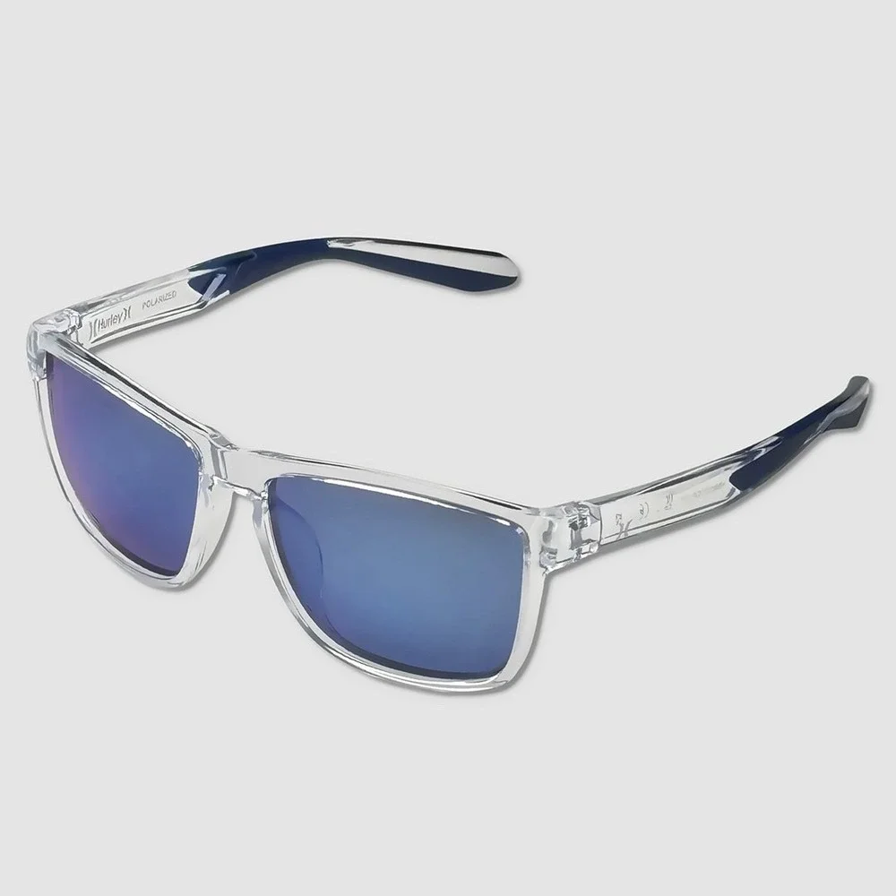 Hurley Keyhole Square Polarized Sunglasses - NEW Crystal / Blue - #49566-SUN4